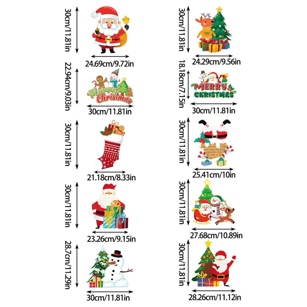 Set of 10 Christmas Hanging Door Decorations - Santa