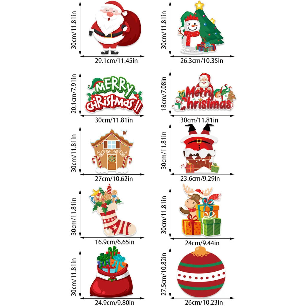 Set of 10 Christmas Hanging Door Decorations - Santa
