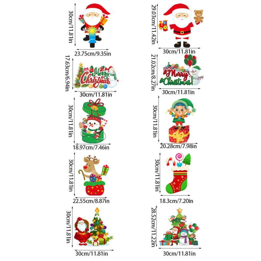 Set of 10 Christmas Hanging Door Decorations - Santa