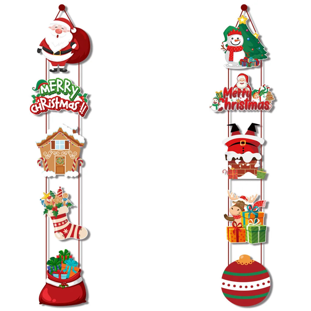 Set of 10 Christmas Hanging Door Decorations - Santa
