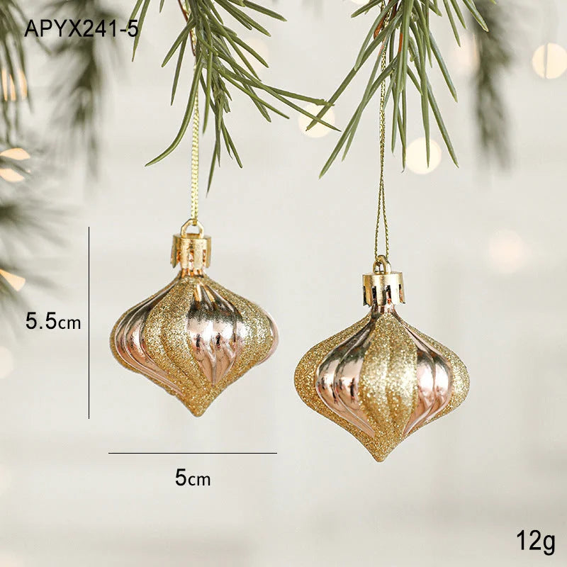 Set of 10 Christmas Ornaments -Gold & Rose Gold Holiday