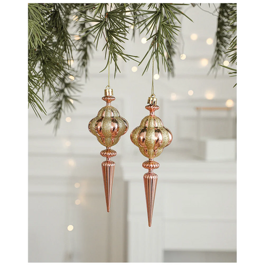 Set of 10 Christmas Ornaments -Gold & Rose Gold Holiday