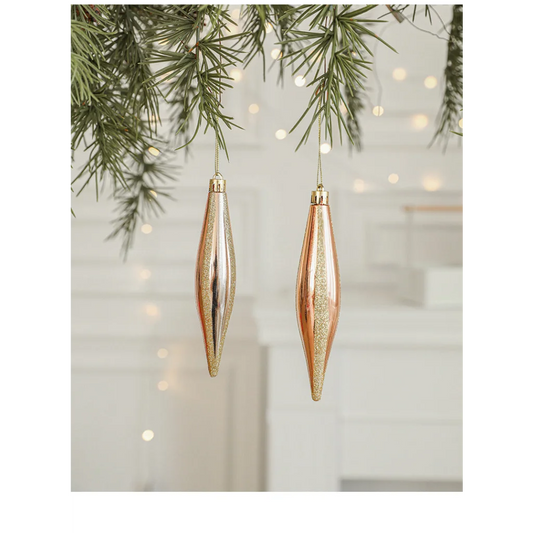 Set of 10 Christmas Ornaments -Gold & Rose Gold Holiday