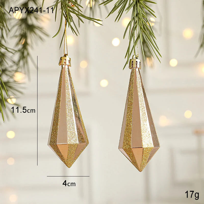 Set of 10 Christmas Ornaments -Gold & Rose Gold Holiday