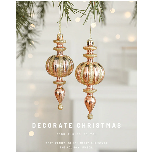 Set of 10 Christmas Ornaments -Gold & Rose Gold Holiday