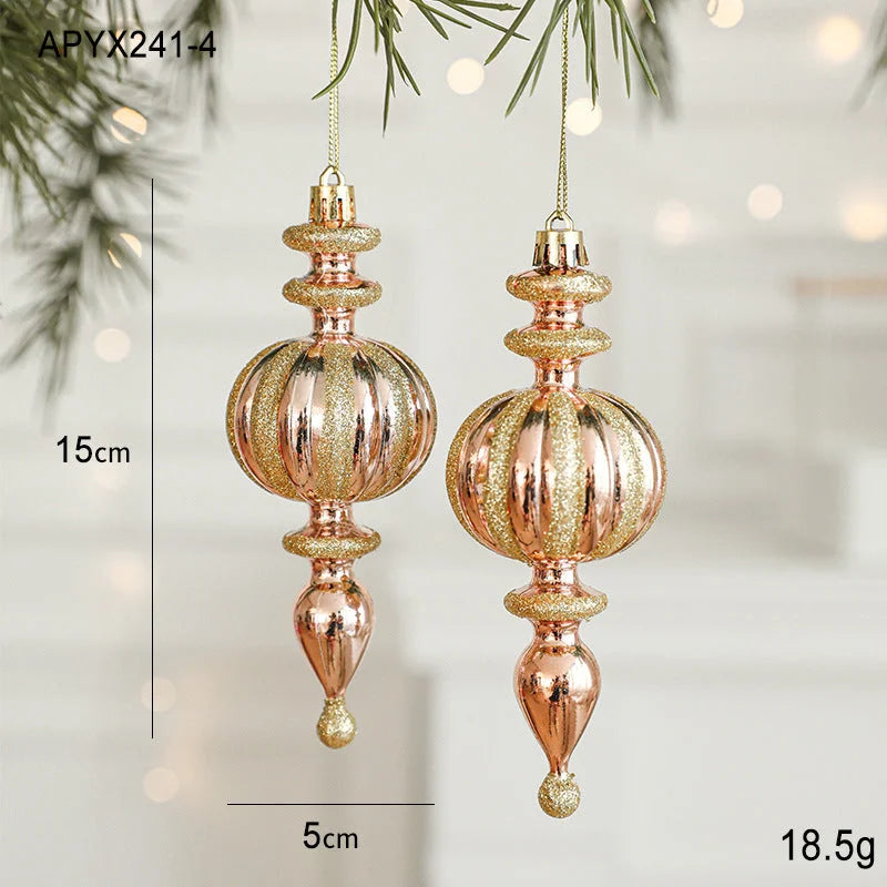 Set of 10 Christmas Ornaments -Gold & Rose Gold Holiday