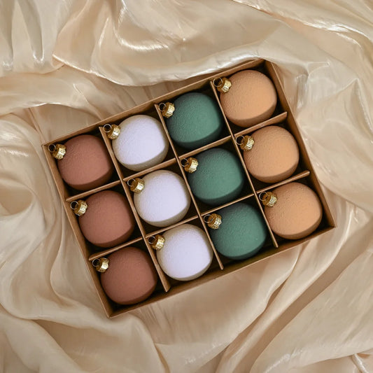 Set of 12 Matte Christmas Ornaments- Pastel Colored