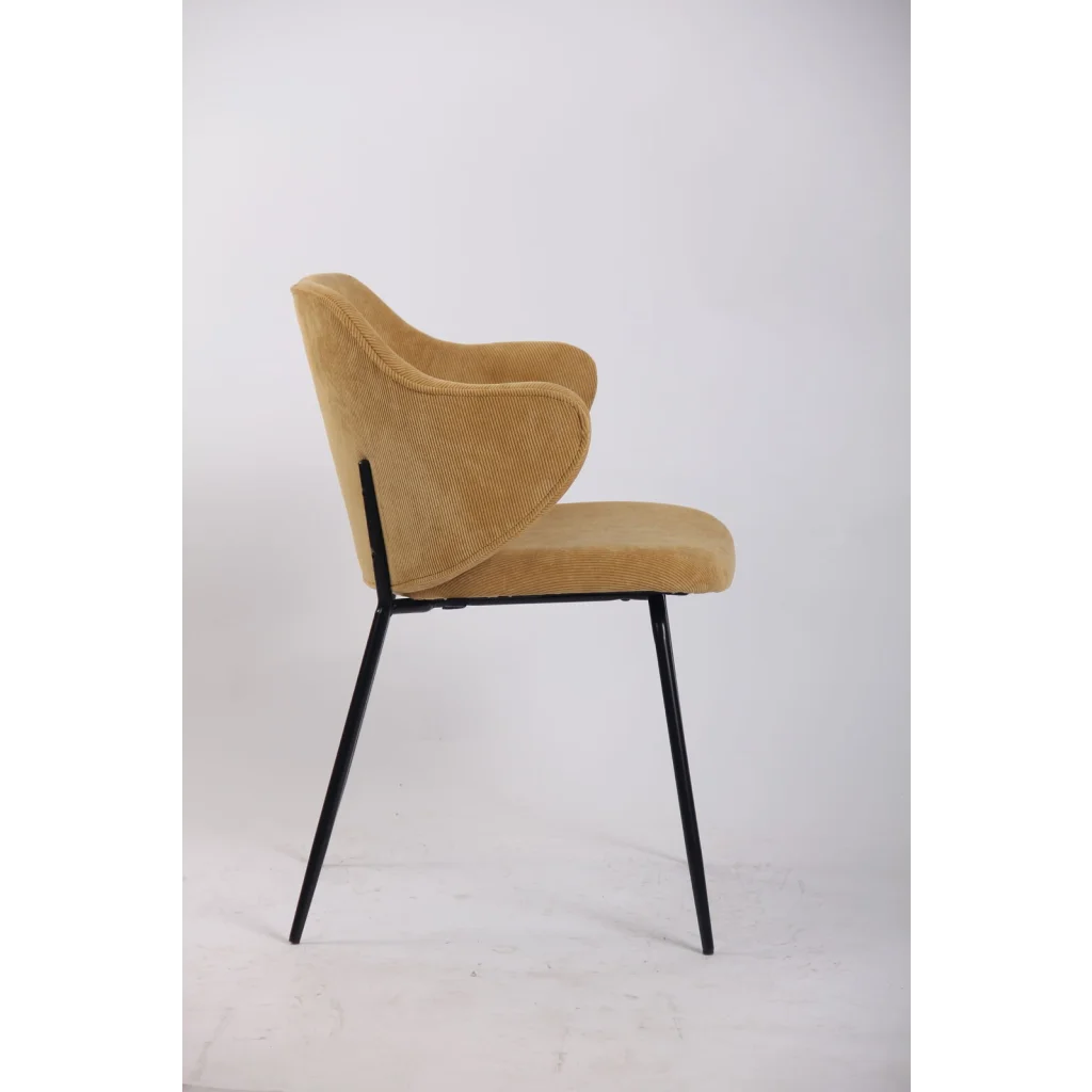 Set of 2 Dining Chairs Corduroy Cord Fabric with Metal Legs