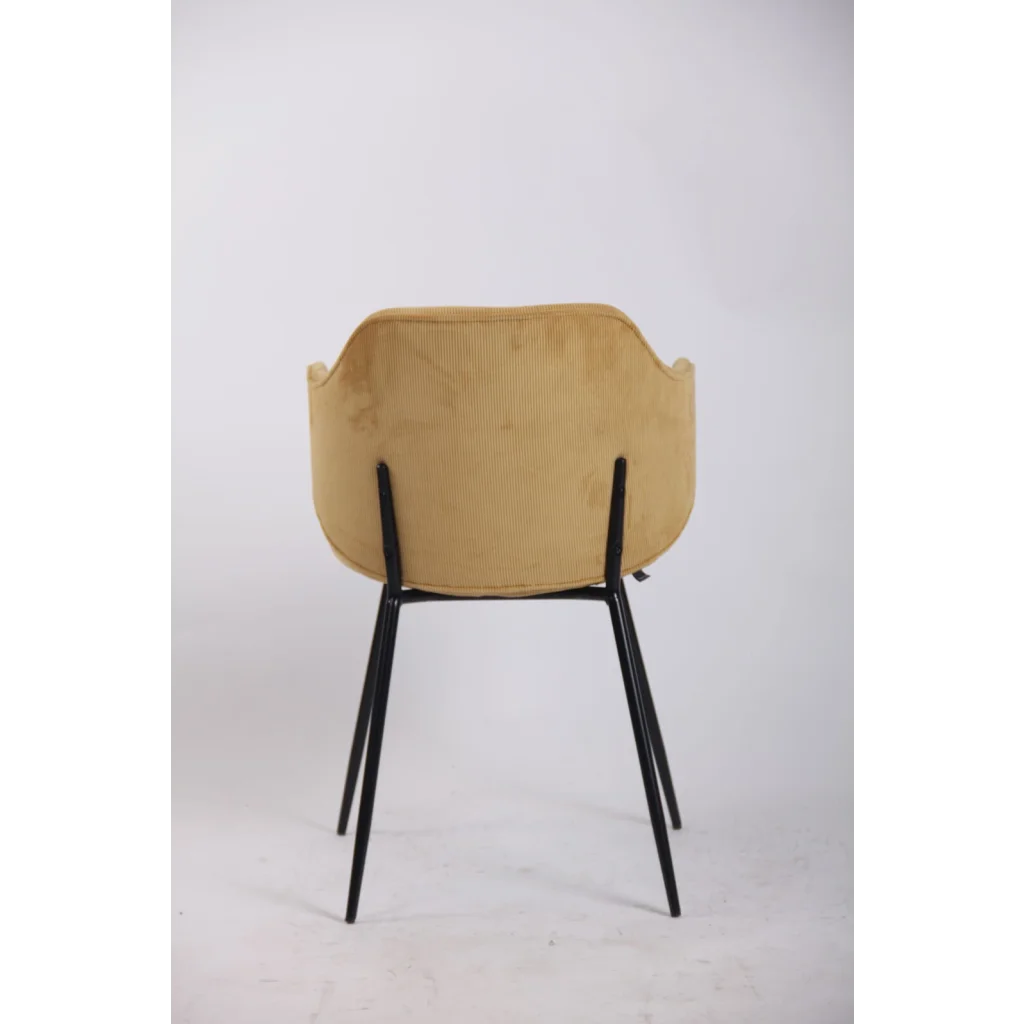 Set of 2 Dining Chairs Corduroy Cord Fabric with Metal Legs