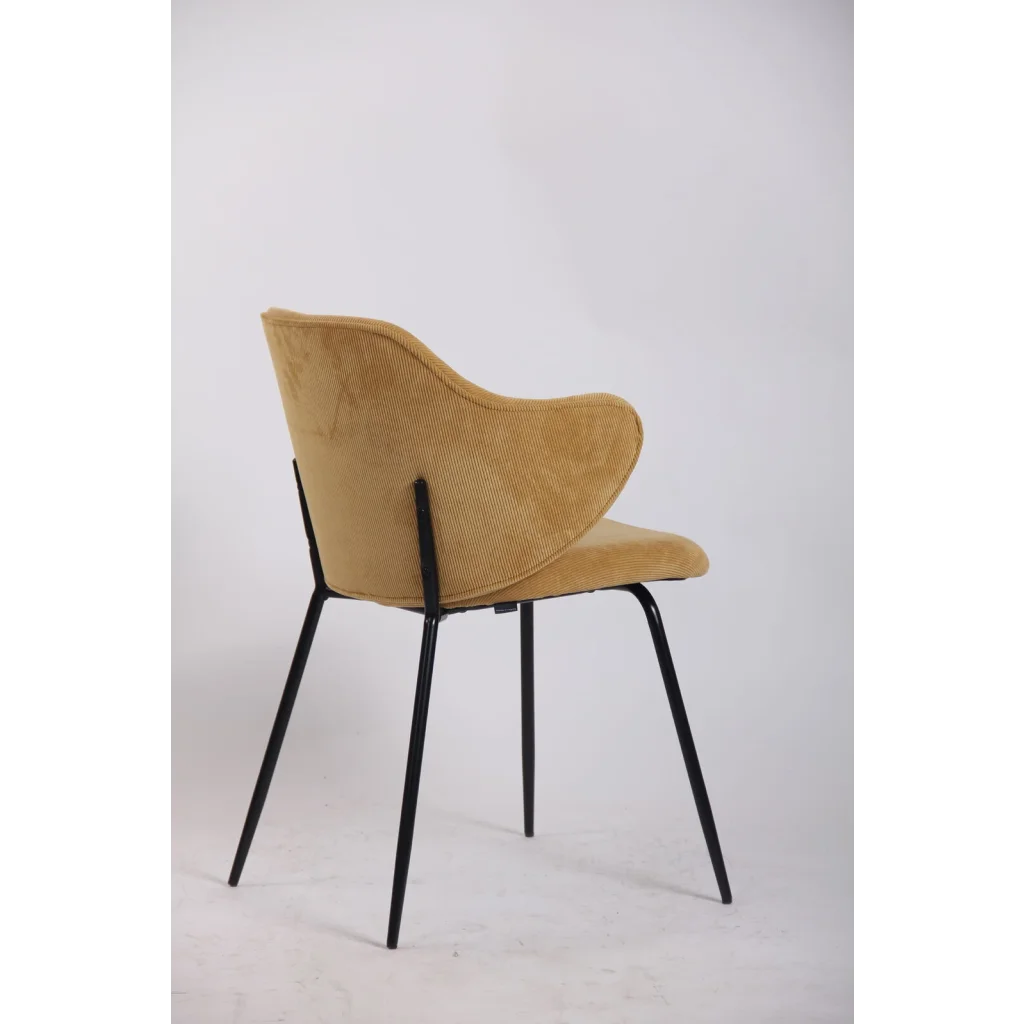 Set of 2 Dining Chairs Corduroy Cord Fabric with Metal Legs