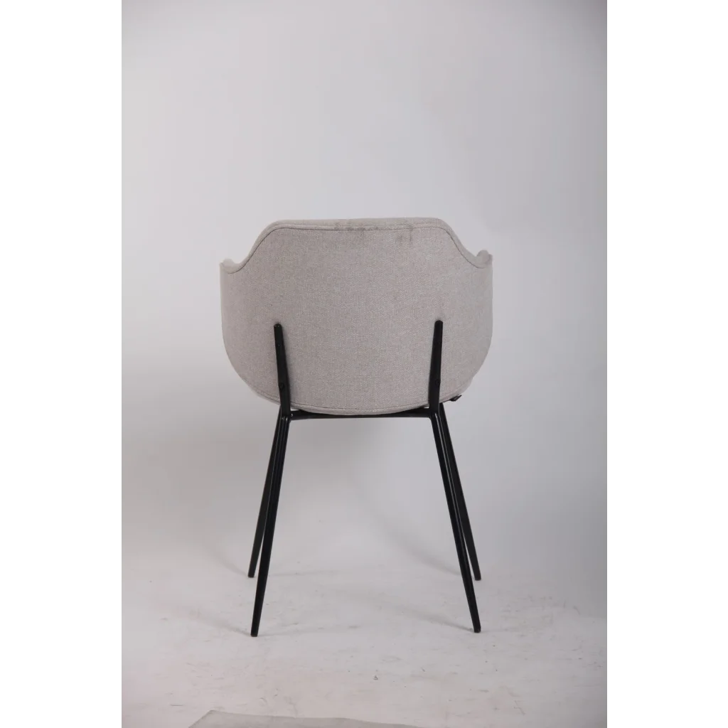 Set of 2 Dining Chairs Fabric with Metal Legs in Ivory