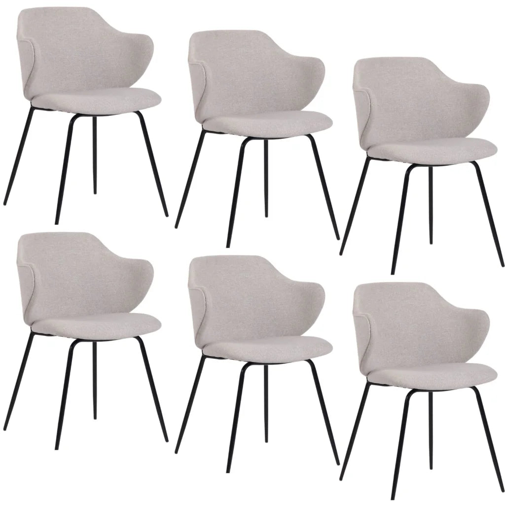 Set of 2 Dining Chairs Fabric with Metal Legs in Ivory