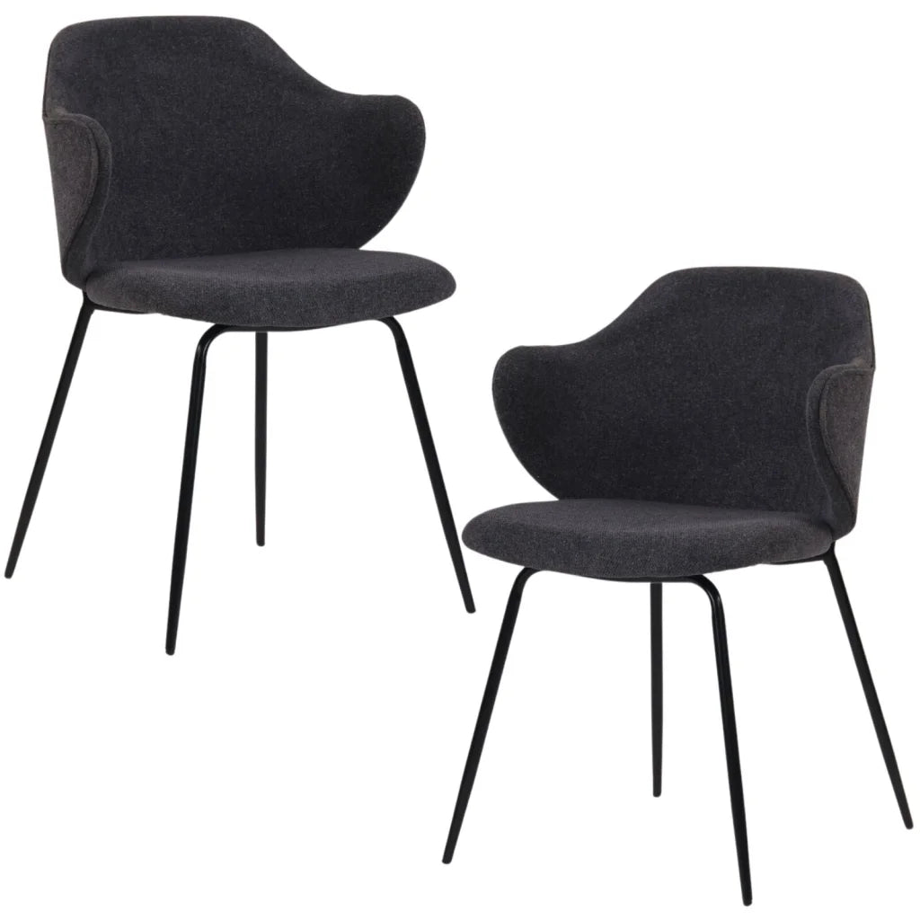Set of 2 Dining Chairs in Graphite - Furniture > Bar Stools