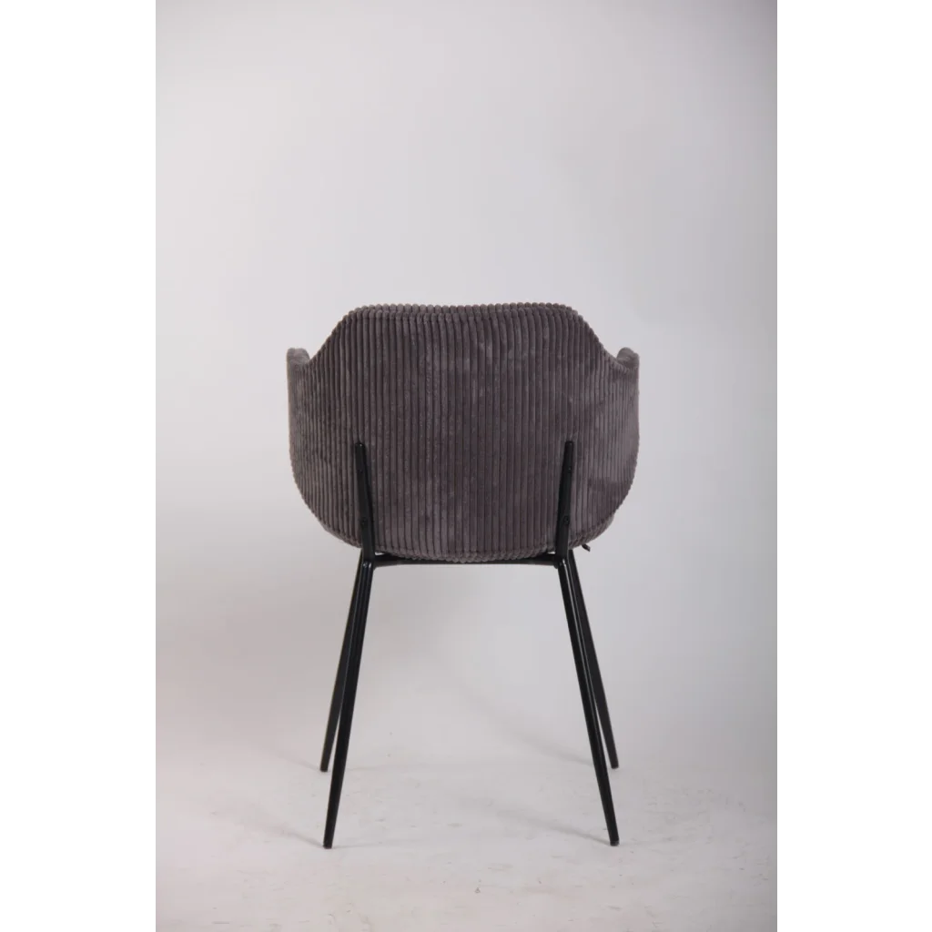 Set of 2 Dining Chairs with Corduroy Cord Fabric in Dark