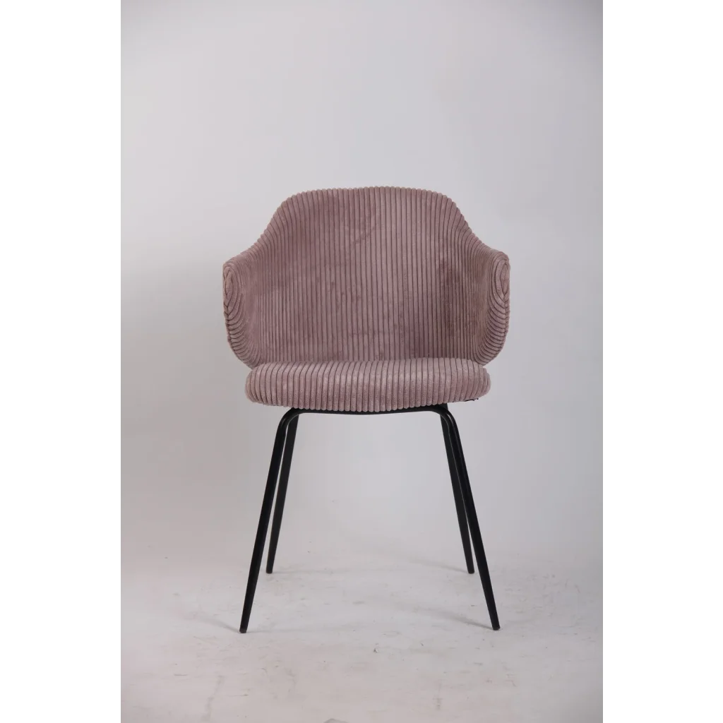 Set of 2 Dining Chairs with Corduroy Cord Fabric in Pink