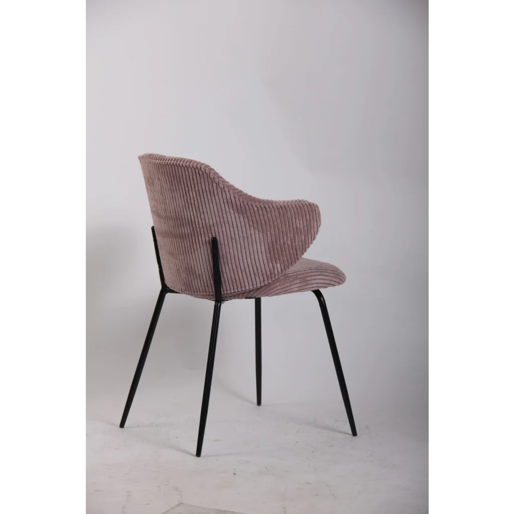 Set of 2 Dining Chairs with Corduroy Cord Fabric in Pink