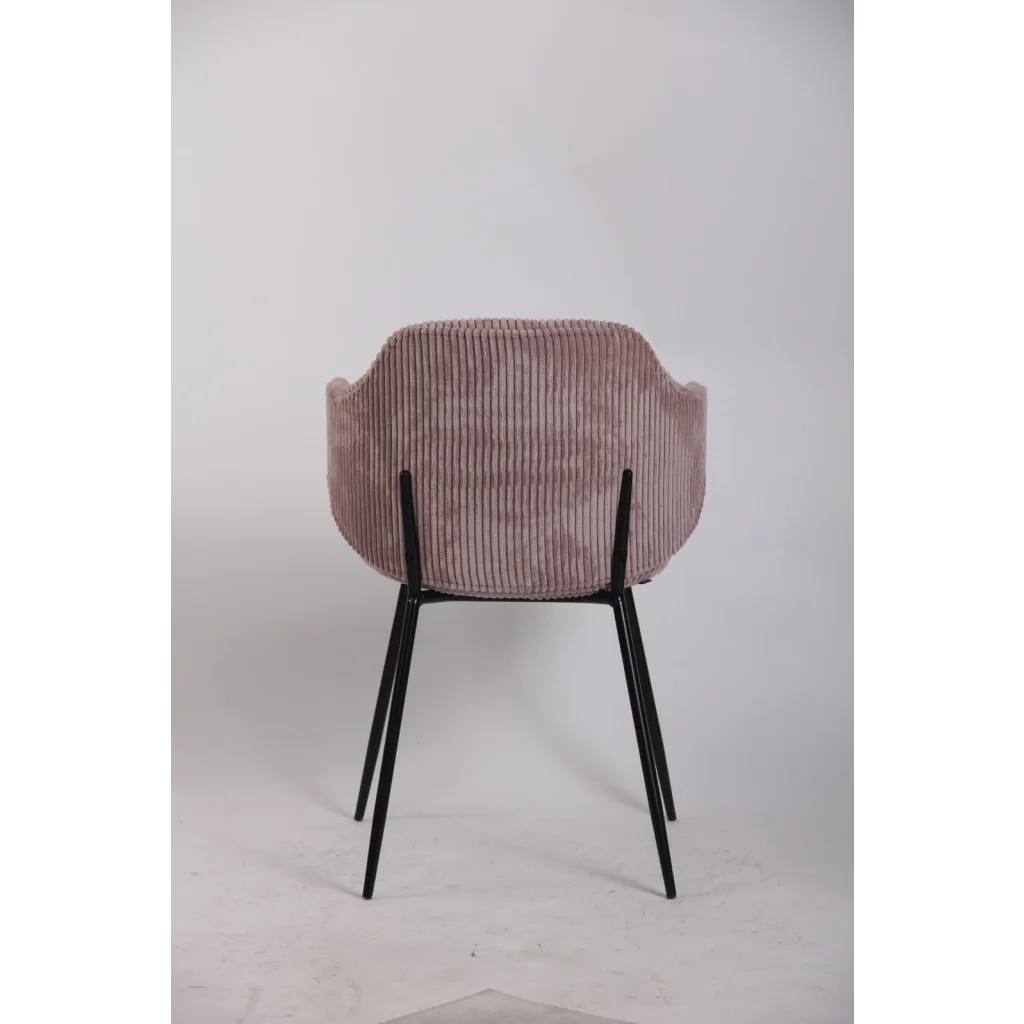 Set of 2 Dining Chairs with Corduroy Cord Fabric in Pink