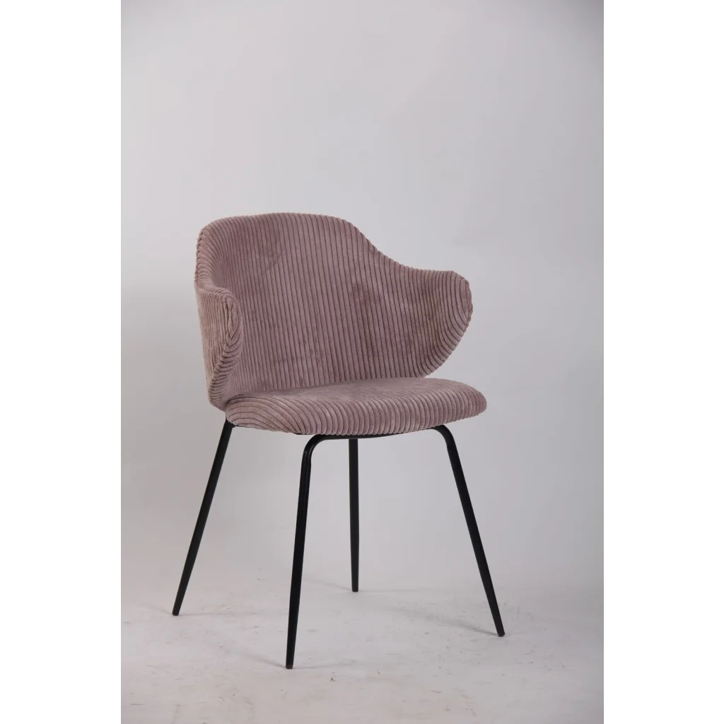 Set of 2 Dining Chairs with Corduroy Cord Fabric in Pink