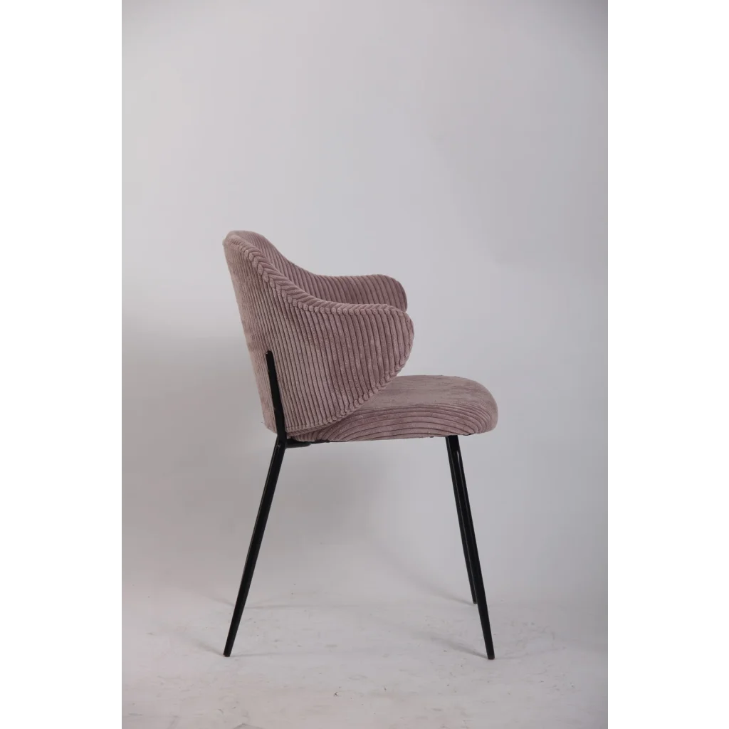 Set of 2 Dining Chairs with Corduroy Cord Fabric in Pink
