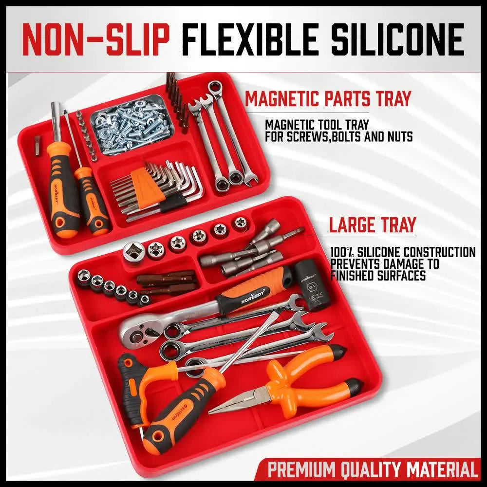 Set of 2 Non-Slip Flexible Silicone Tool Organizer Trays