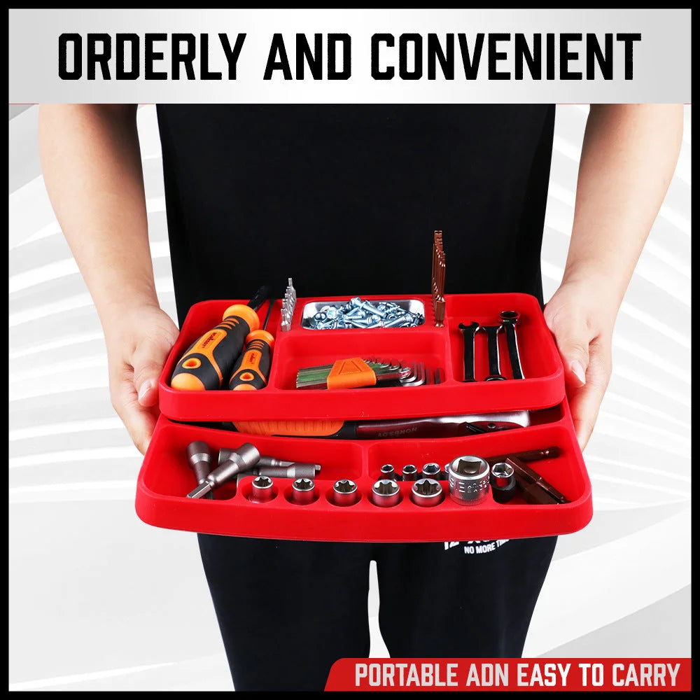 Set of 2 Non-Slip Flexible Silicone Tool Organizer Trays