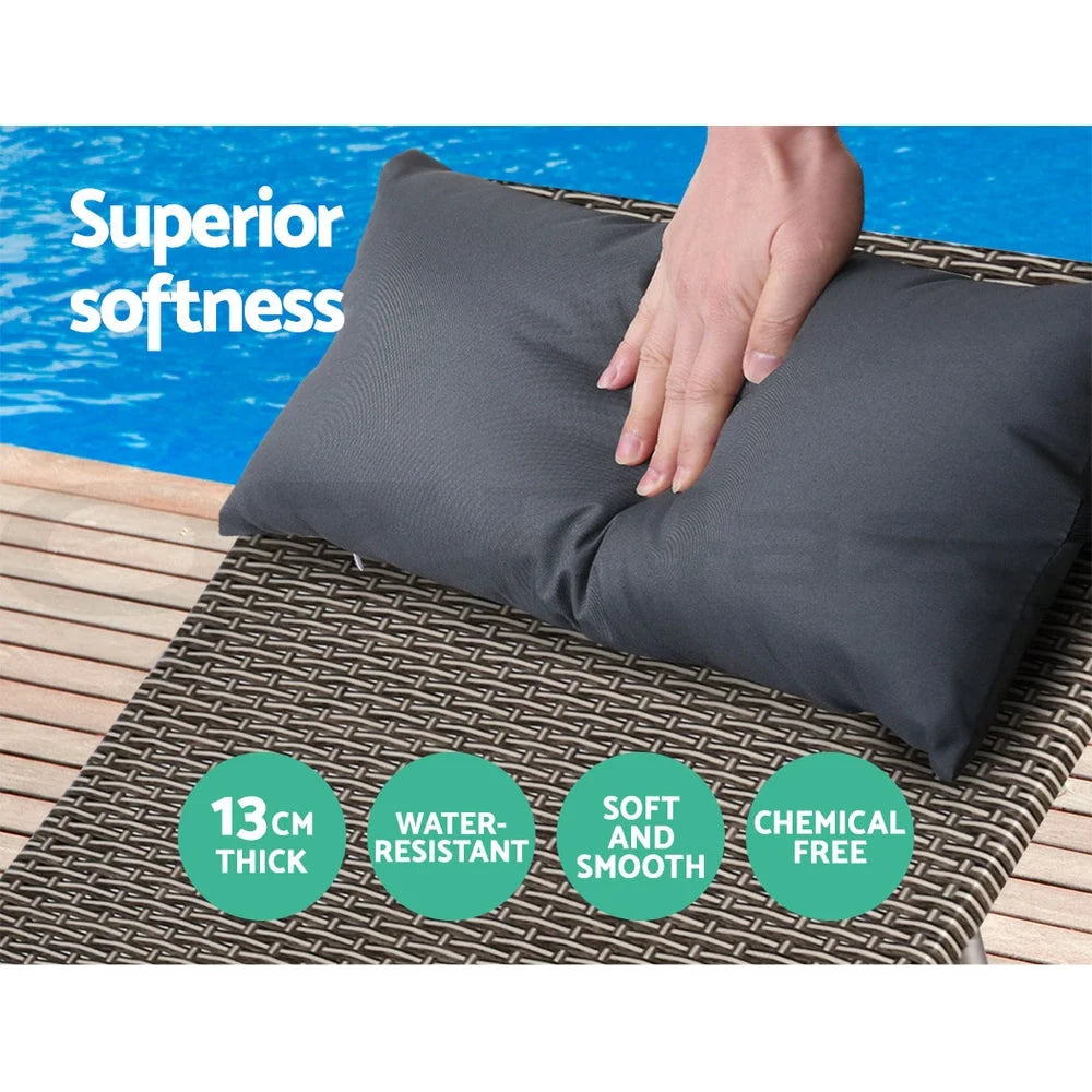 Set of 2 Outdoor Sun Lounge Day Bed Wicker Lounger Rattan