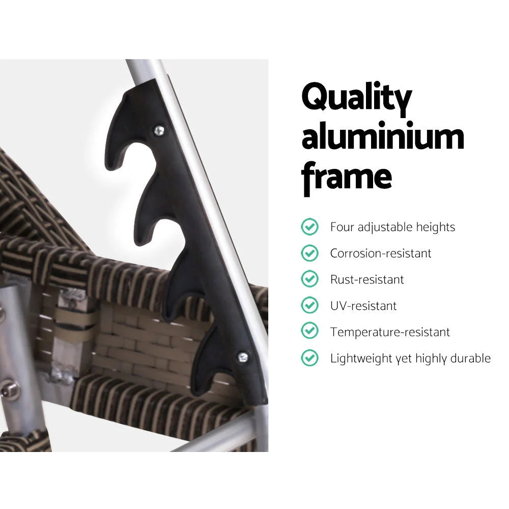 Set of 2 Outdoor Sun Lounge Day Bed Wicker Lounger Rattan