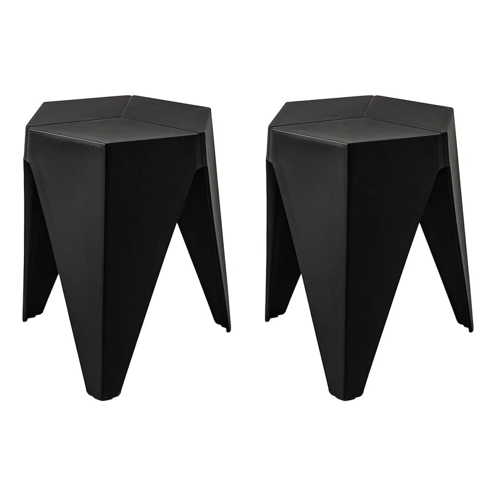 Set of 2 Puzzle Stool Plastic Stacking Stools Chair Outdoor