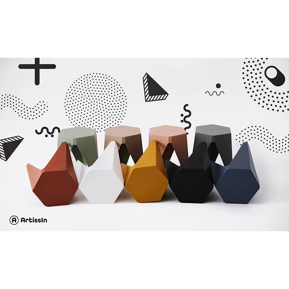 Set of 2 Puzzle Stool Plastic Stacking Stools Chair Outdoor