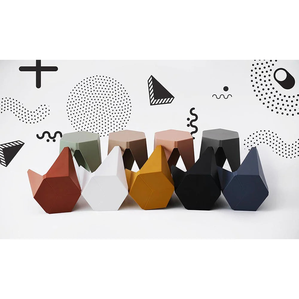 Set of 2 Puzzle Stool Plastic Stacking Stools Chair Outdoor