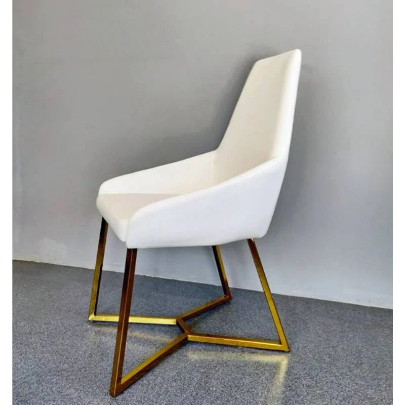 SET OF 4 Dining Chair White PVC Dining Chair Gold Criss