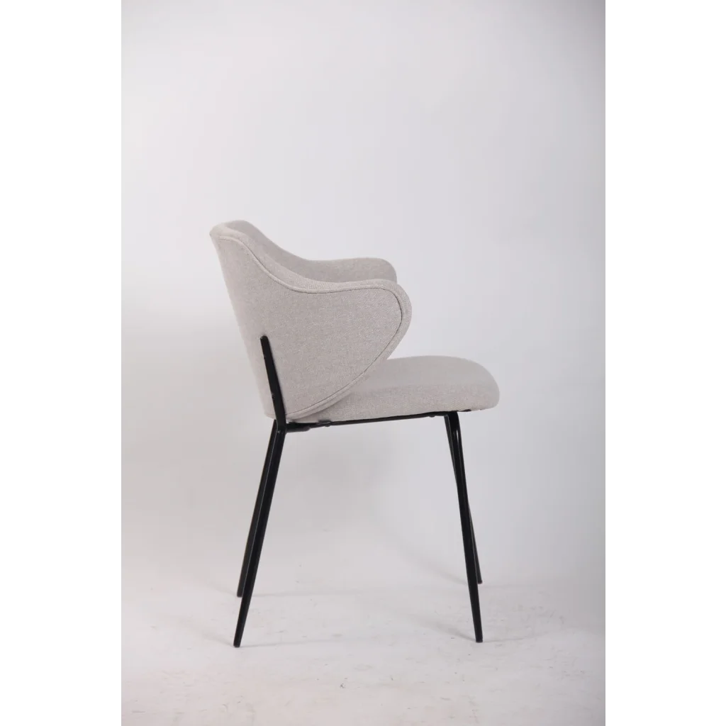Set of 4 Dining Chairs Fabric with Metal Legs in Ivory