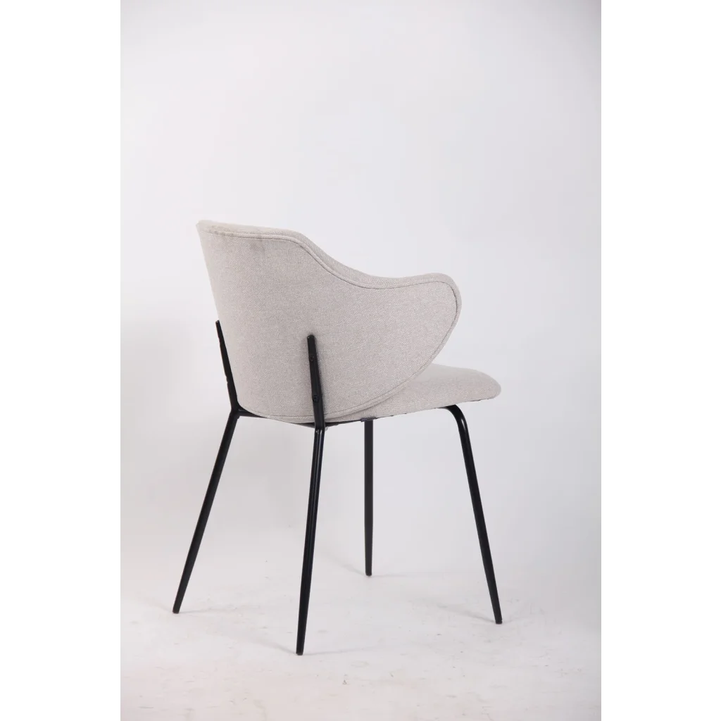 Set of 4 Dining Chairs Fabric with Metal Legs in Ivory