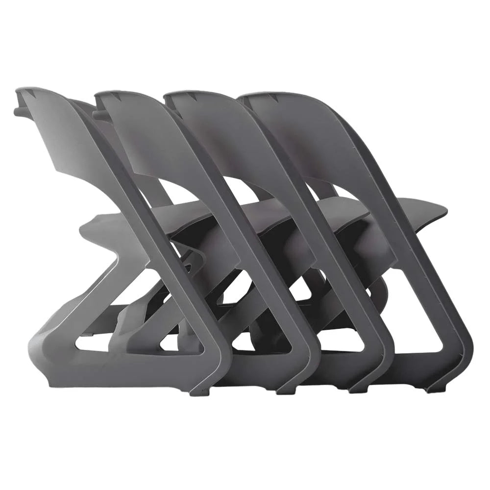 Grey Plastic Set 4 Dining Chairs Office Cafe Lounge Seat