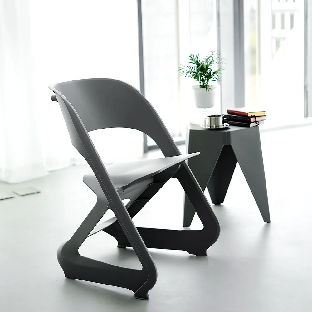 Grey plastic 4 set dining chairs with office cafe lounge seat