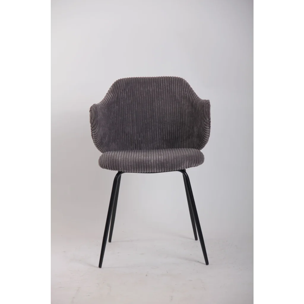 Set of 4 Dining Chairs with Corduroy Cord Fabric in Dark