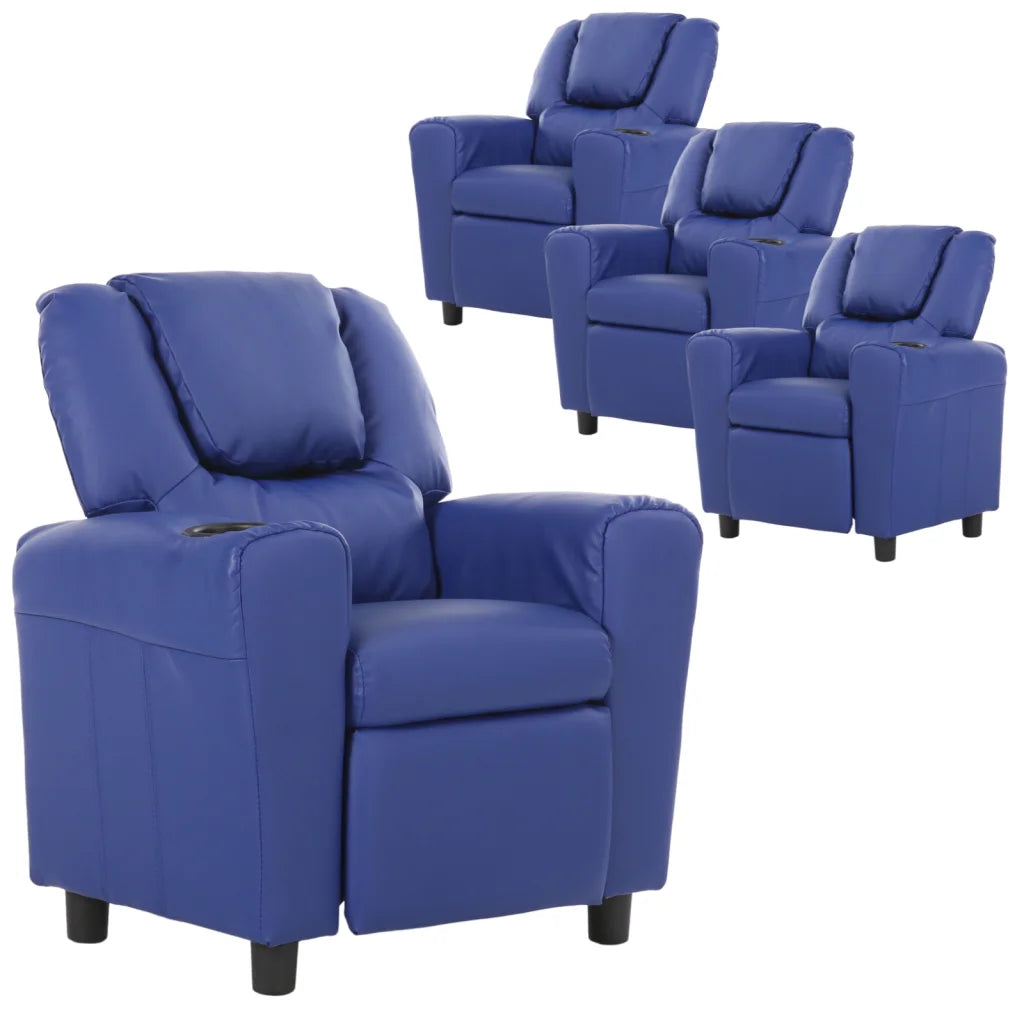 Set of 4 Oliver Kids Recliner Chair Sofa Children Lounge