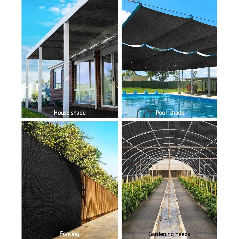 Shade Cloth 30% 3.66×30m Black Mesh Outdoor - Instahut