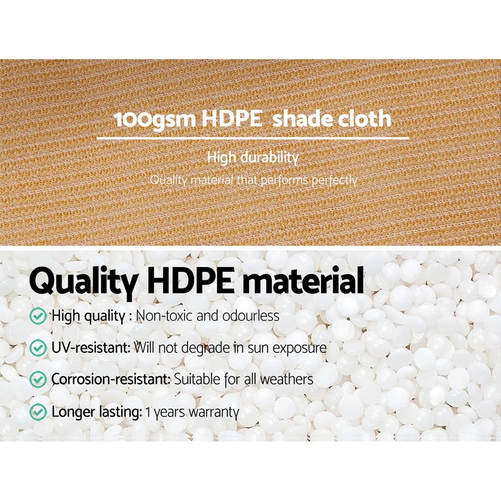 Beige 83x50m shade sail with fabric panel and reinforced edging