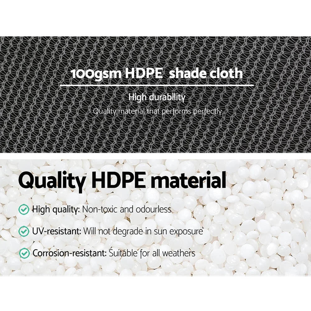 White mesh 30m shade sail with fabric panel and reinforced edging