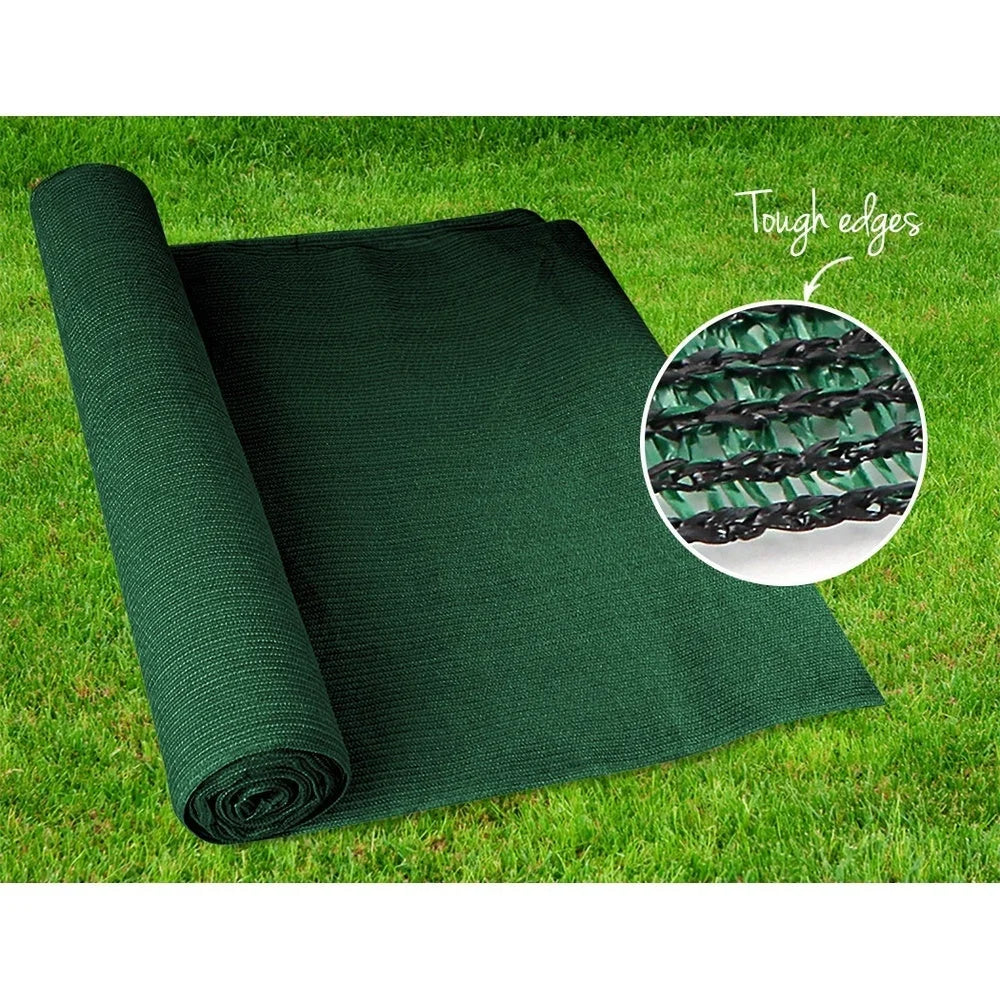 Grey mesh 66x10m shade sail with material weave and tidy border