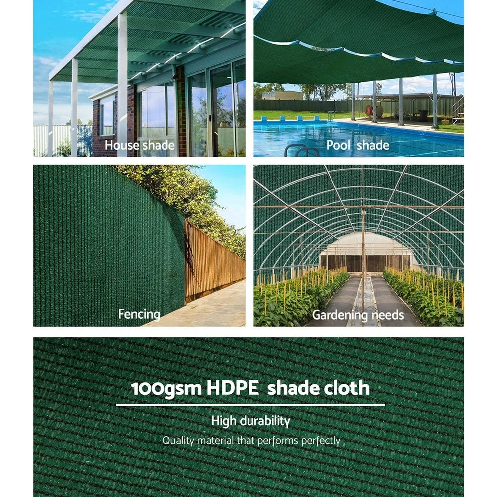 Grey mesh 66x10m shade sail with fabric panel and reinforced edging