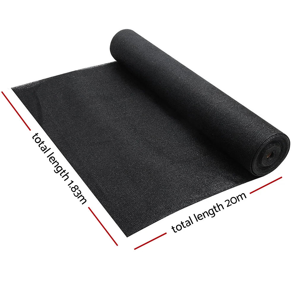 Shade Cloth 90% 1.83x20M Heavy Duty Black Shade Sail - Home