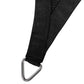 Black 8m shade sail with fabric panel and reinforced edging