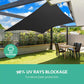 Black 8m shade sail with material weave and tidy border