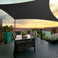 Black 8m shade sail with patterned weave and edge detail