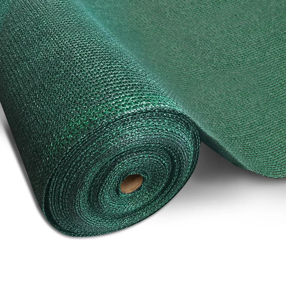 Green 66x30m shade sail with fabric texture and stitched trim