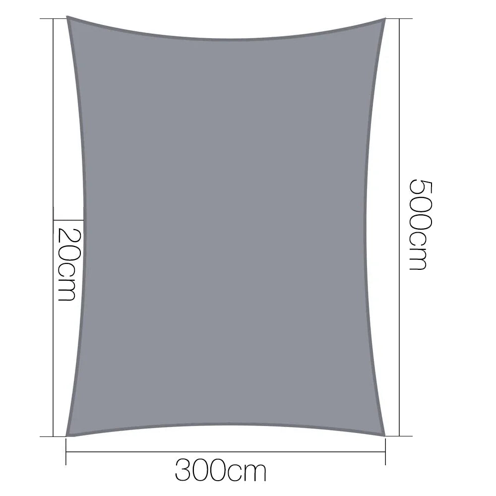 3x5m shade sail with material weave and tidy border
