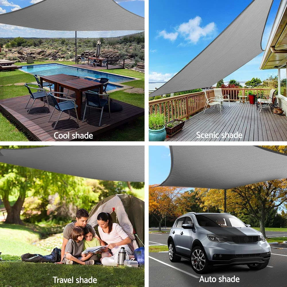 3x5m shade sail with woven surface and bound edging