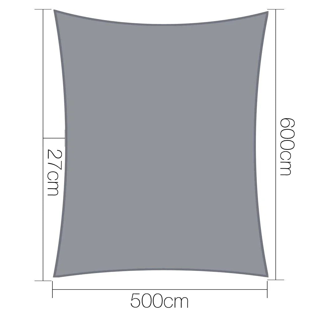 Shade Sail Cloth Rectangle 5×6m 280gsm Outdoor Canopy